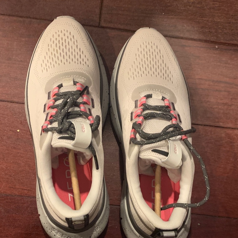 Cole Haan Cream and Gray Sneakers with Pink Accents